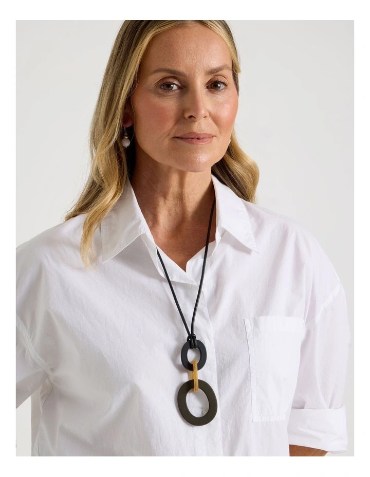 Multi Pendant Cord Necklace in Black/Brown image 2