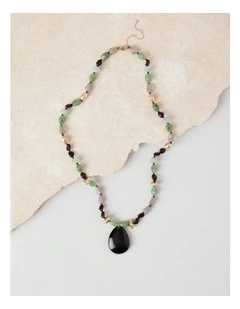 Multi Bead Pendant Necklace in Multi