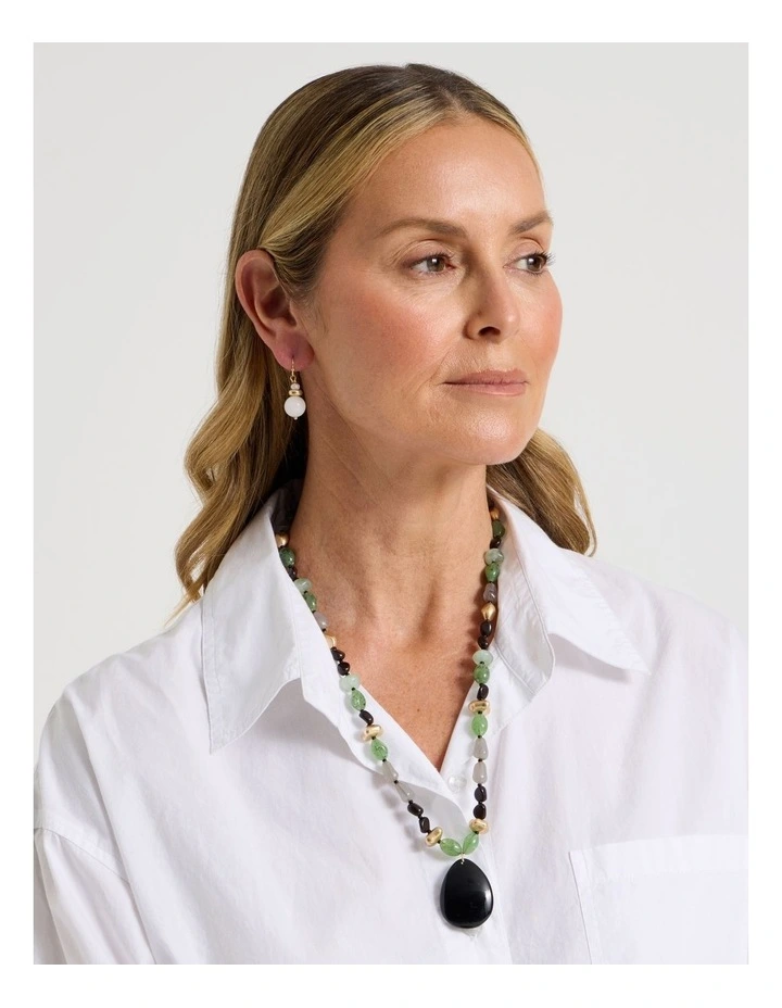 Multi Bead Pendant Necklace in Multi image 4