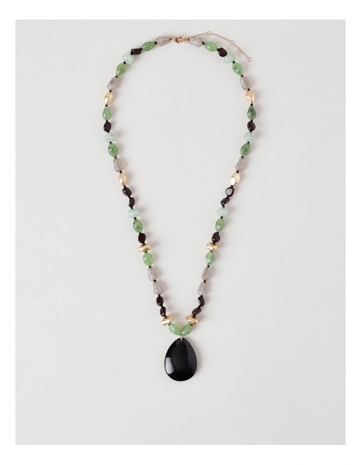 Multi Bead Pendant Necklace in Multi image 5