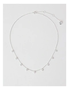 Crystal Flower Necklace in Silver