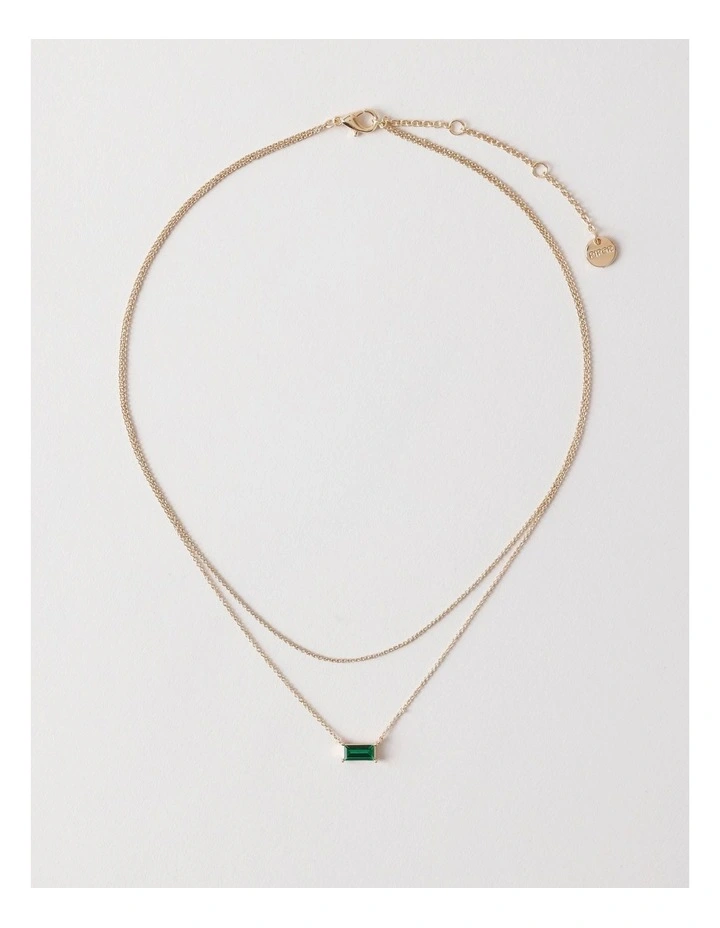 Fine Layered Necklace in Gold/ Emerald image 1
