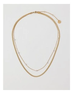 Diamante 2 Row Necklace in Gold