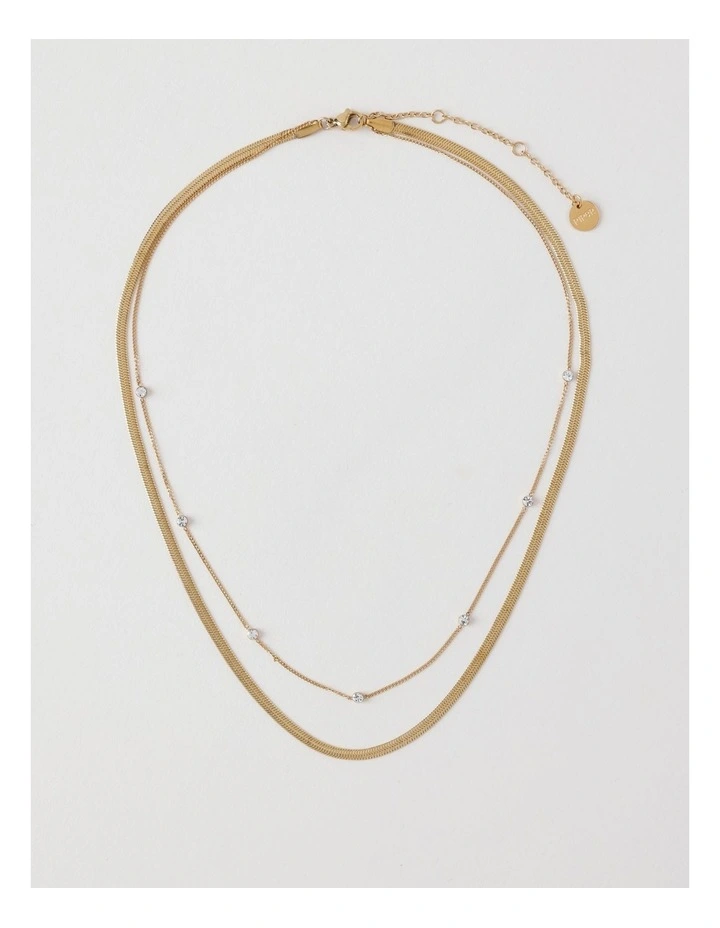 Diamante 2 Row Necklace in Gold image 1