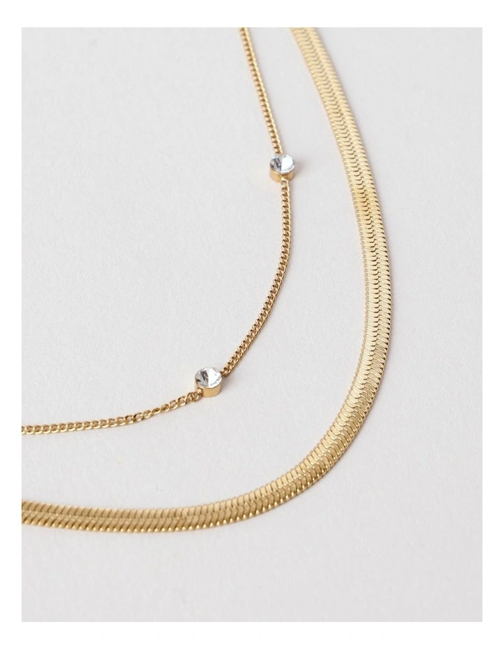 Diamante 2 Row Necklace in Gold image 2