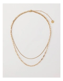 Two Row Chain Necklace in Gold