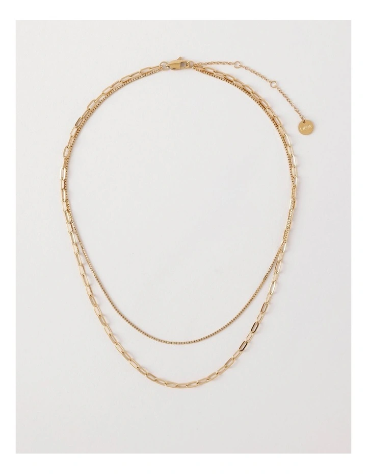 Two Row Chain Necklace in Gold image 1