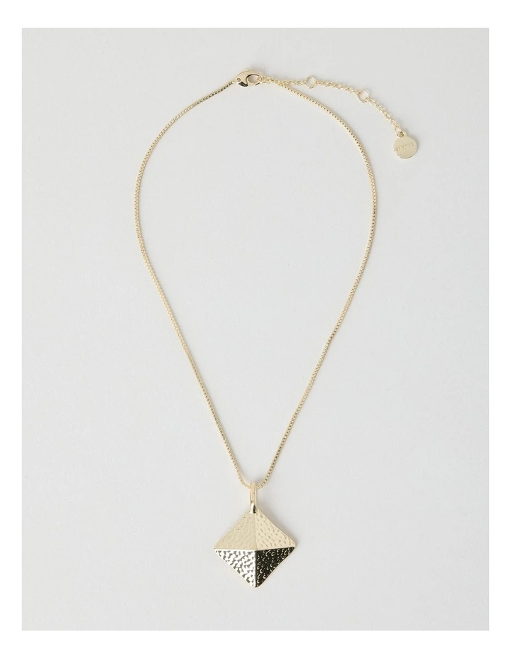 Hammered Pyramid Pendant Necklace in Gold image 1
