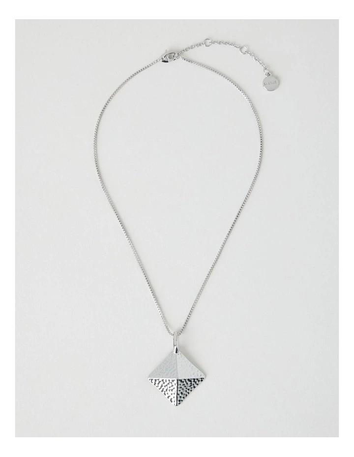 Hammered Pyramid Pendant Necklace in Silver image 1