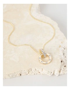 Gold Diamante Studded Circle Necklace