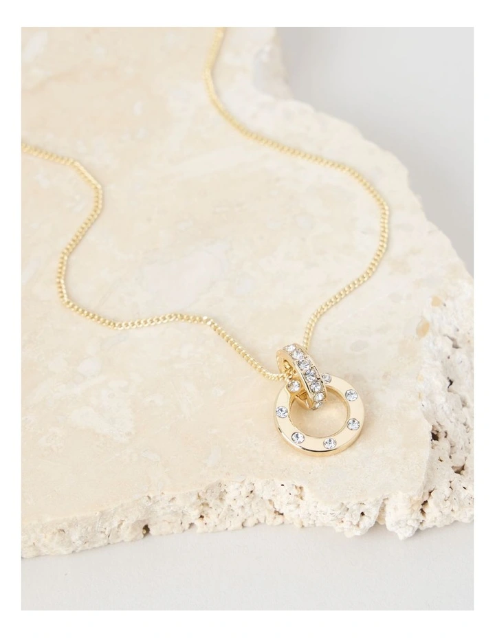 Gold Diamante Studded Circle Necklace image 1