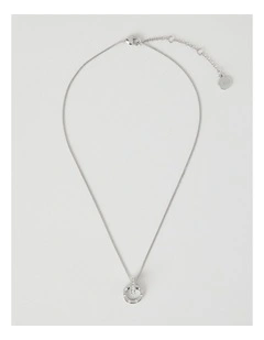 Silver Diamante Studded Circle Necklace