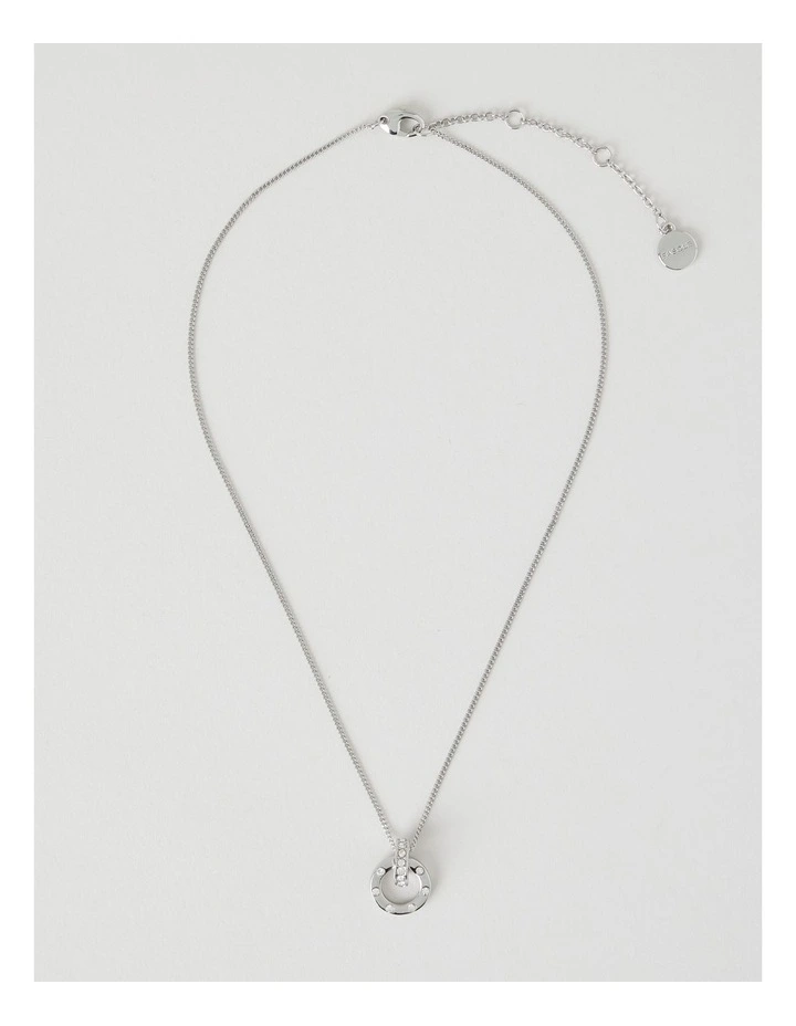 Silver Diamante Studded Circle Necklace image 1
