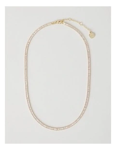 Rectangle Tennis Necklace in Gold