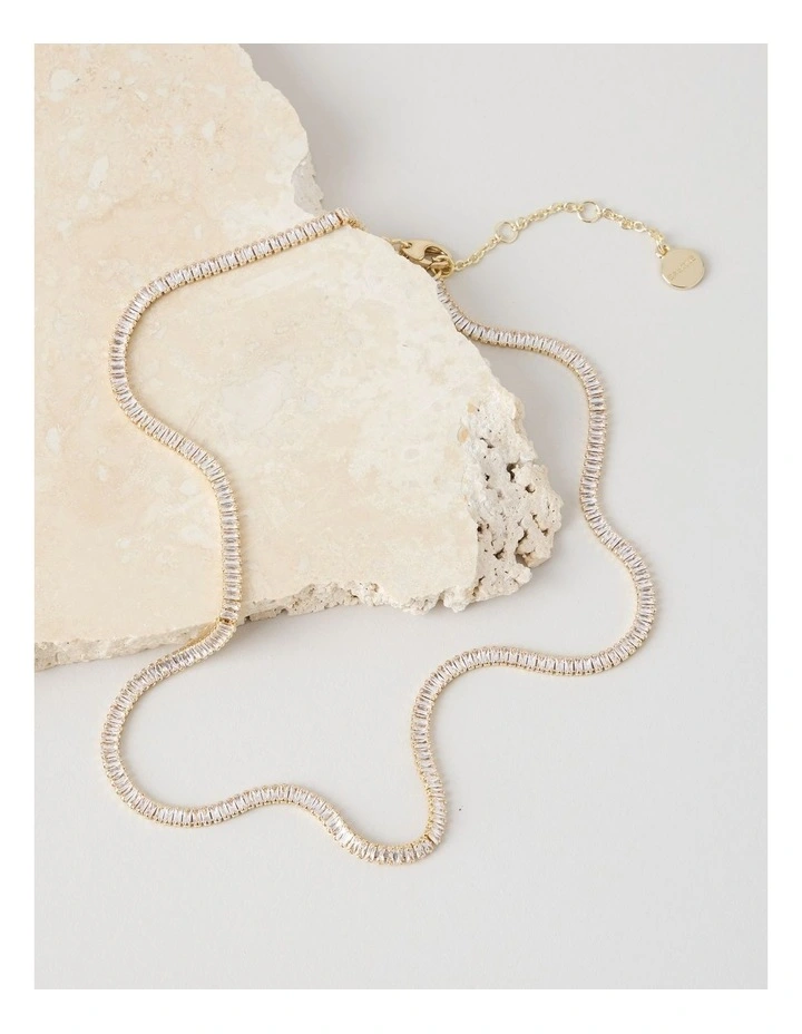 Rectangle Tennis Necklace in Gold image 2