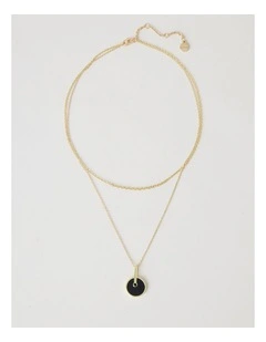 Enamel Disc Layered Necklace in Gold and Black