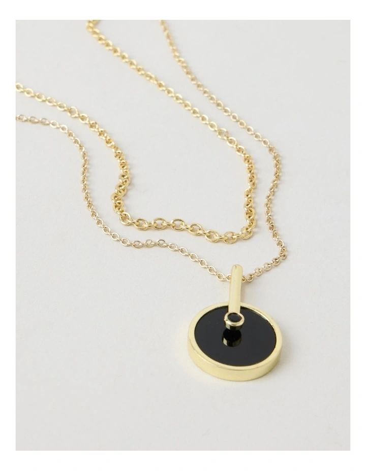 Enamel Disc Layered Necklace in Gold and Black image 3