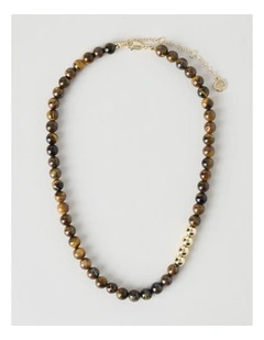 Stone Beaded Necklace with Tiger Eye