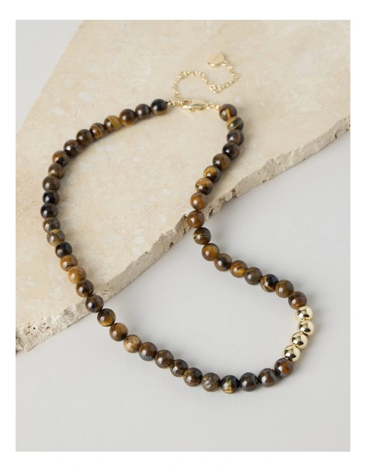 Stone Beaded Necklace with Tiger Eye image 2