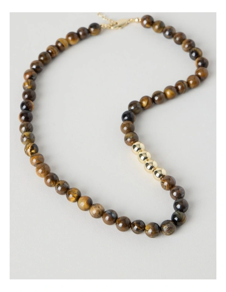 Stone Beaded Necklace with Tiger Eye image 4