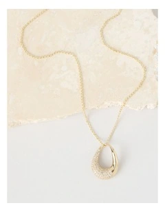 Gold Twisted Diamante Pendant Necklace