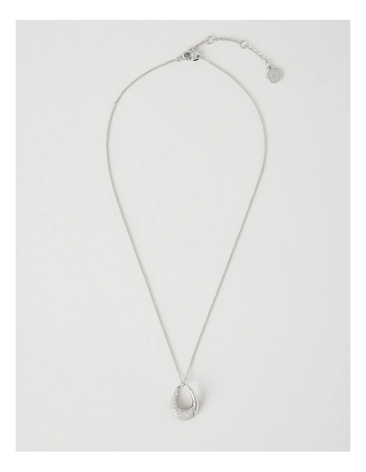Silver Twisted Diamante Pendant Necklace image 1