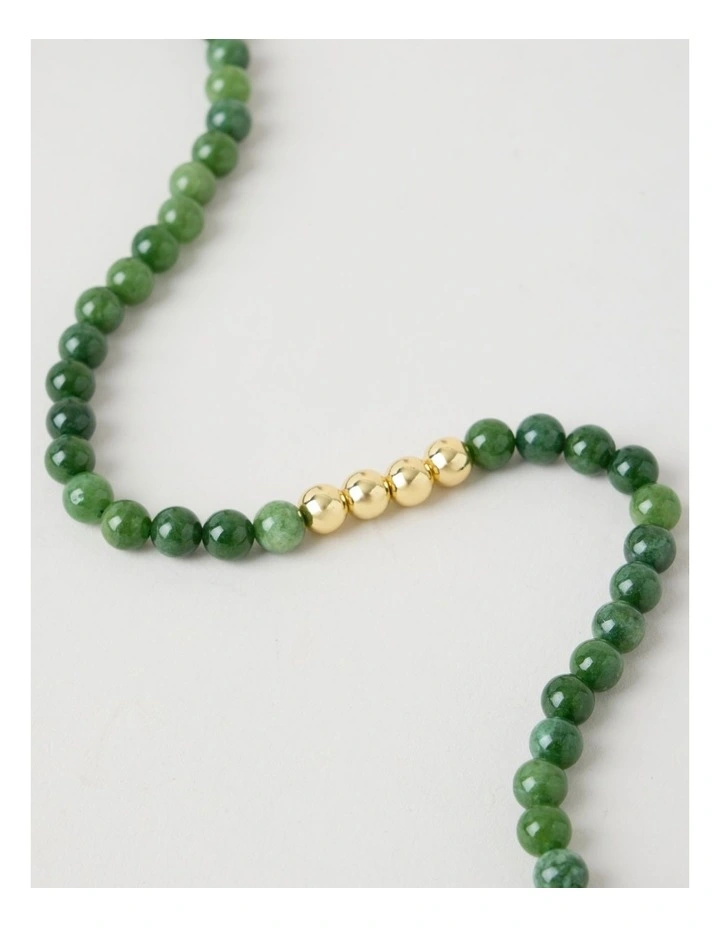 Stone Beaded Necklace in Forest and Gold image 3