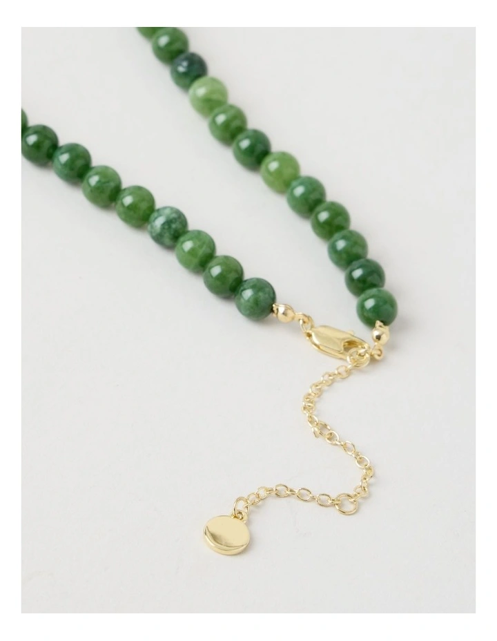 Stone Beaded Necklace in Forest and Gold image 5