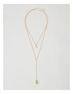 Tear Drop Lariat Necklace in Gold