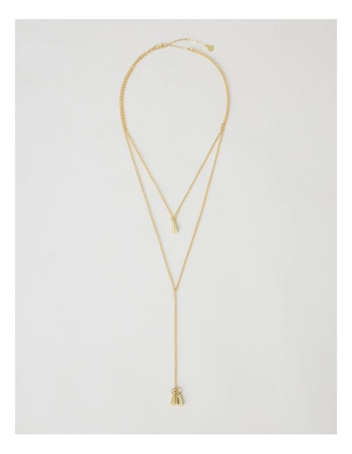 Tear Drop Lariat Necklace in Gold image 1