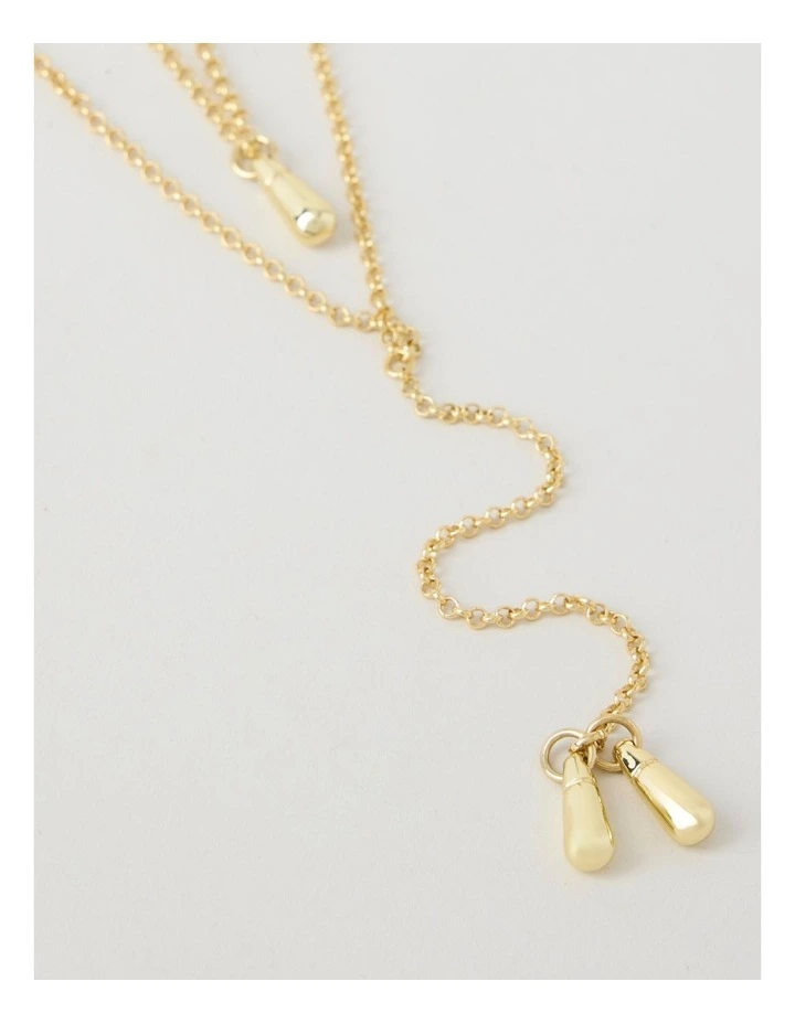 Tear Drop Lariat Necklace in Gold image 3