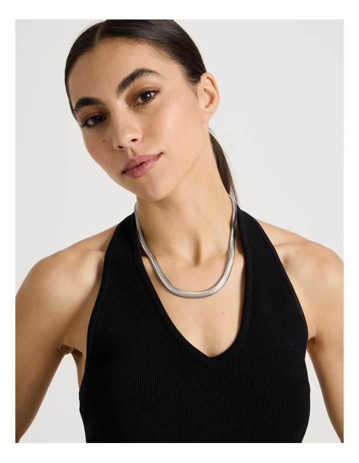 Waterproof Chunky Snake Chain Necklace in Silver image 2