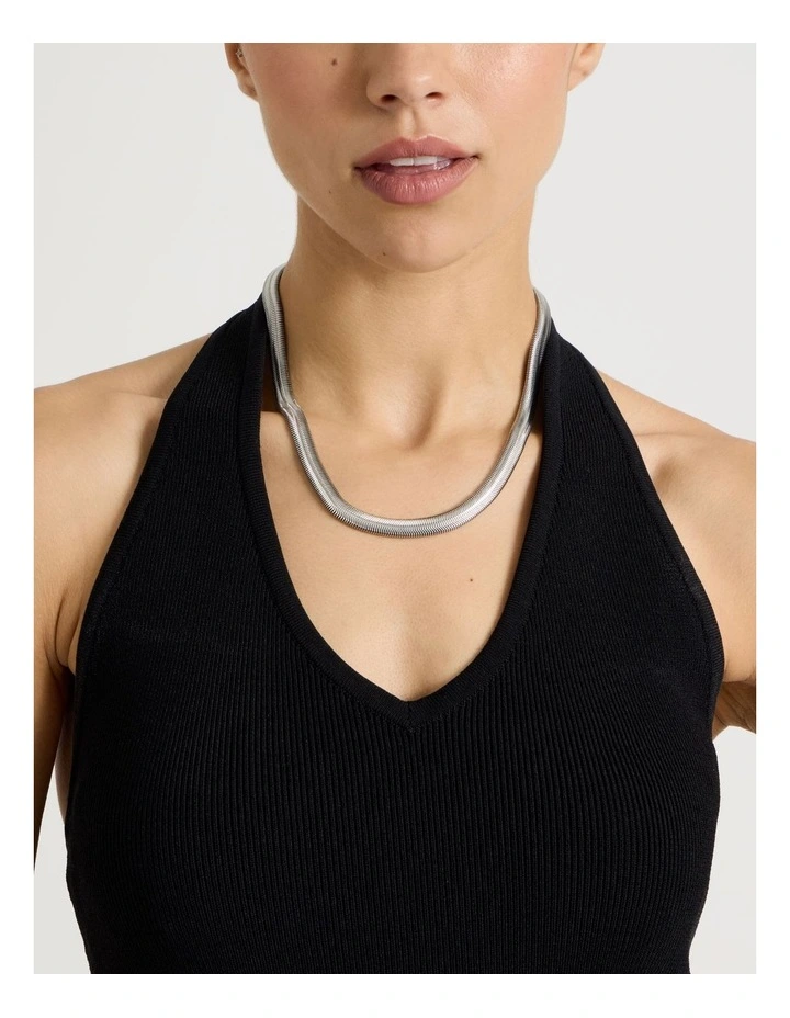 Waterproof Chunky Snake Chain Necklace in Silver image 4