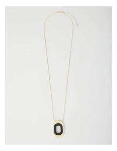 Black and Gold Cut Out Pendant Necklace