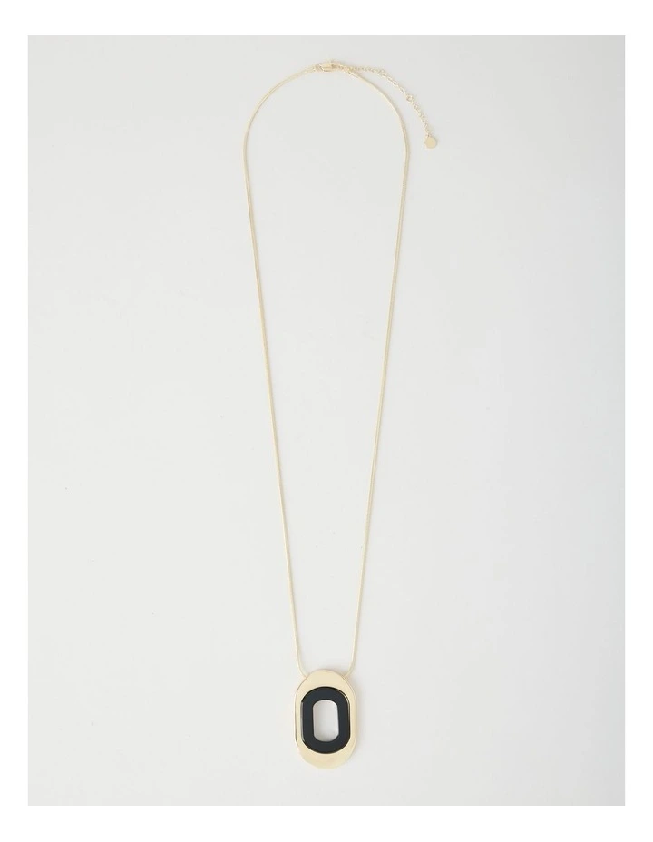 Black and Gold Cut Out Pendant Necklace image 1