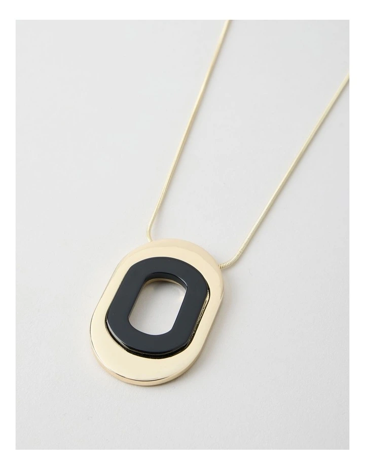 Black and Gold Cut Out Pendant Necklace image 3