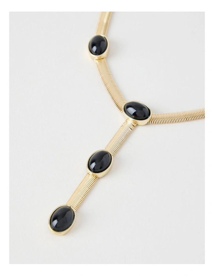 Gold Tone Black Stone Necklace image 3