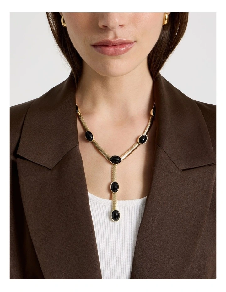 Gold Tone Black Stone Necklace image 4