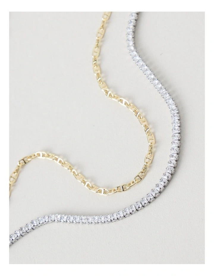 Diamante & Chain Two Tone Necklace image 2
