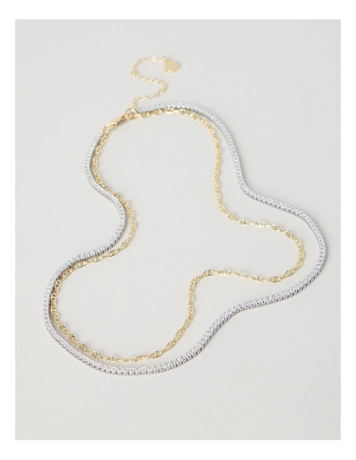 Diamante & Chain Two Tone Necklace image 3