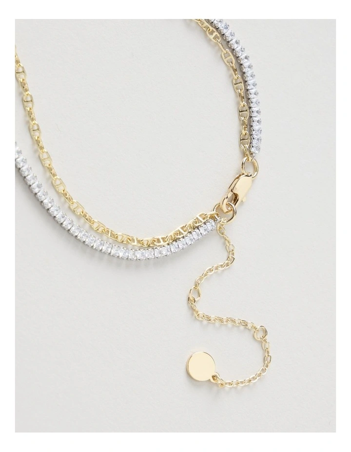 Diamante & Chain Two Tone Necklace image 4
