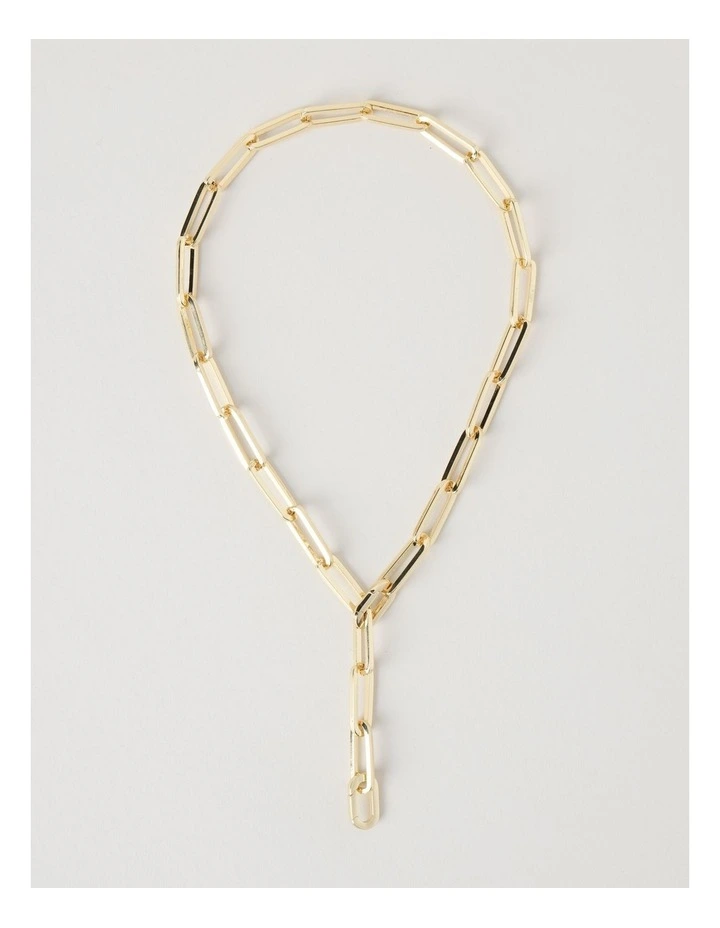 Chain Lariat Necklace in Gold image 1