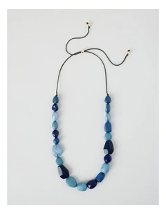 Multi Stone Necklace in Navy