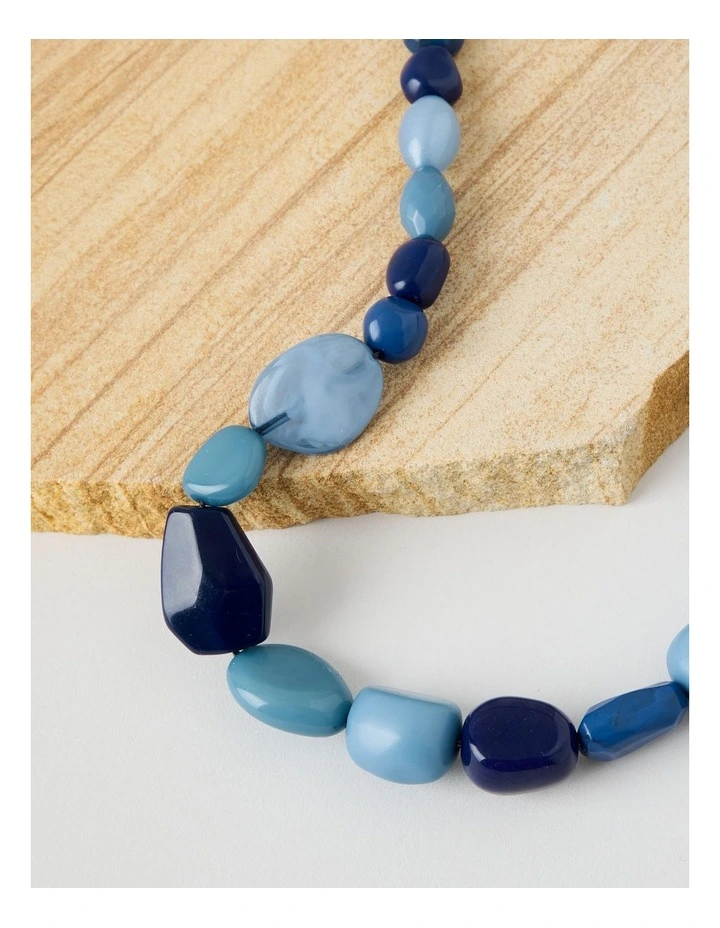 Multi Stone Necklace in Navy image 3