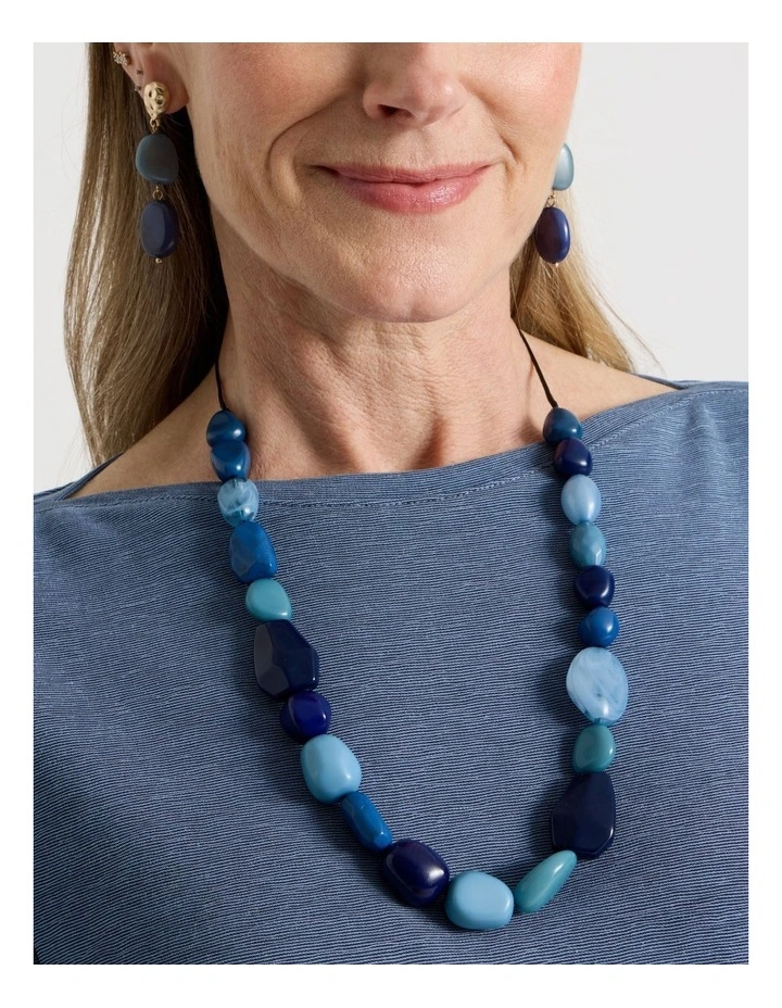 Multi Stone Necklace in Navy image 4