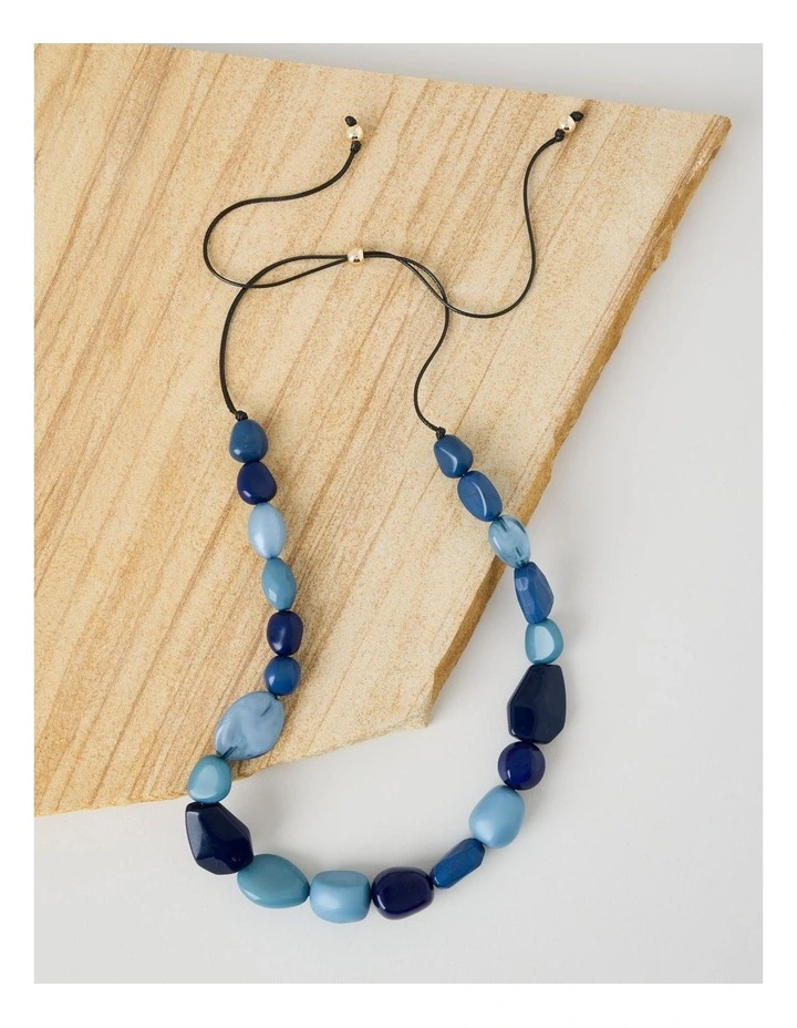 Multi Stone Necklace in Navy image 5