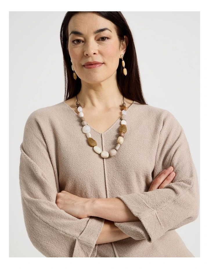 Multi Stone Necklace in Beige image 2