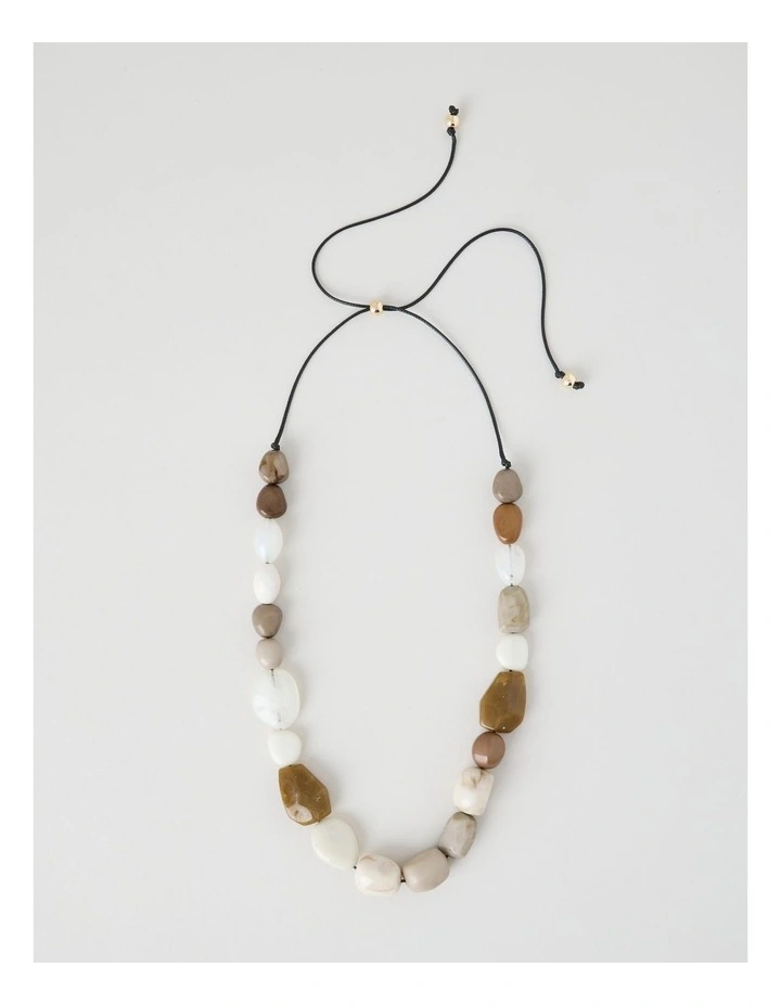 Multi Stone Necklace in Beige image 5