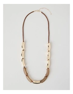 Frosted Curved Bead Necklace in Tannin