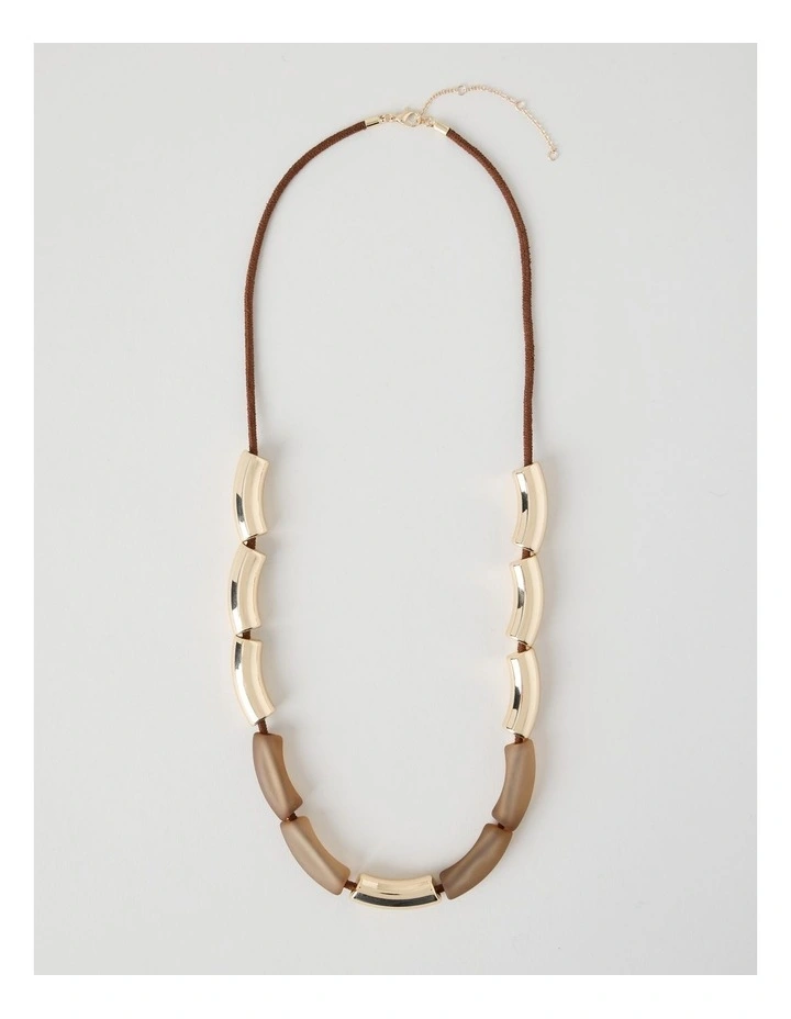 Frosted Curved Bead Necklace in Tannin image 1